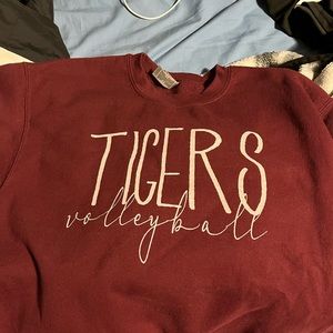 tigers volleyball maroon crew neck